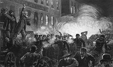 A scene of the riots.