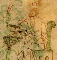 Beda el Venerable en un manuscrito del siglo XII (15K)